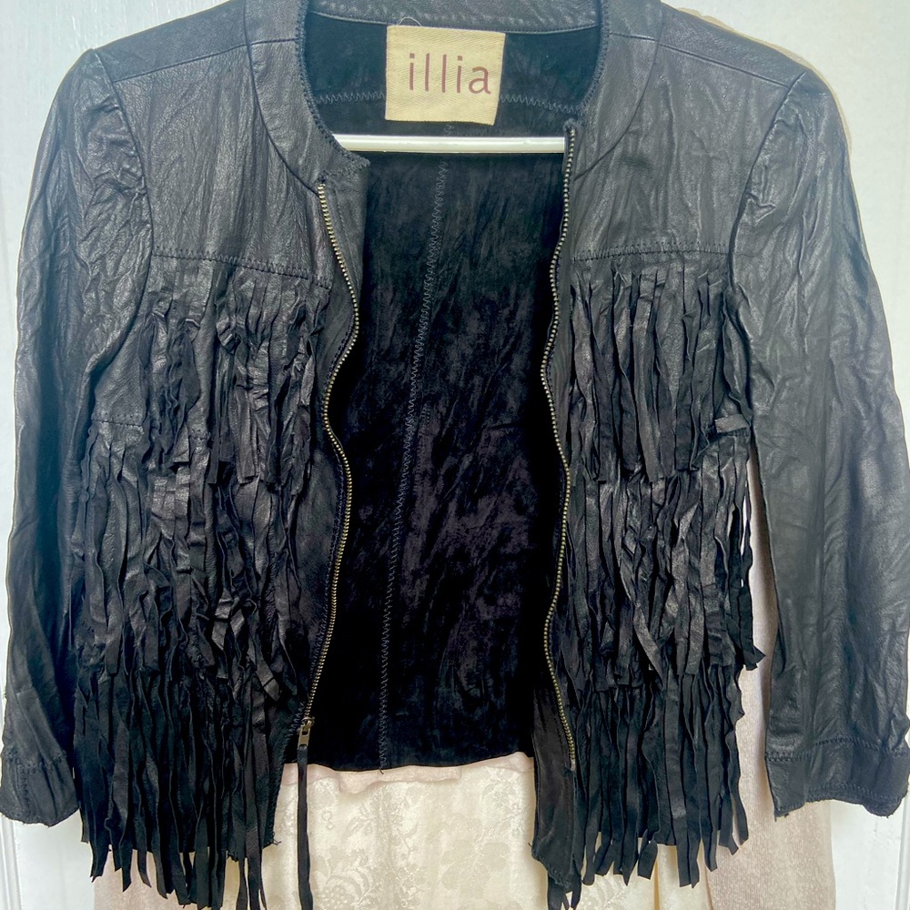 Leather Jacket Fringe Front